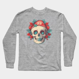 Christmas Santa Skull Peace Long Sleeve T-Shirt